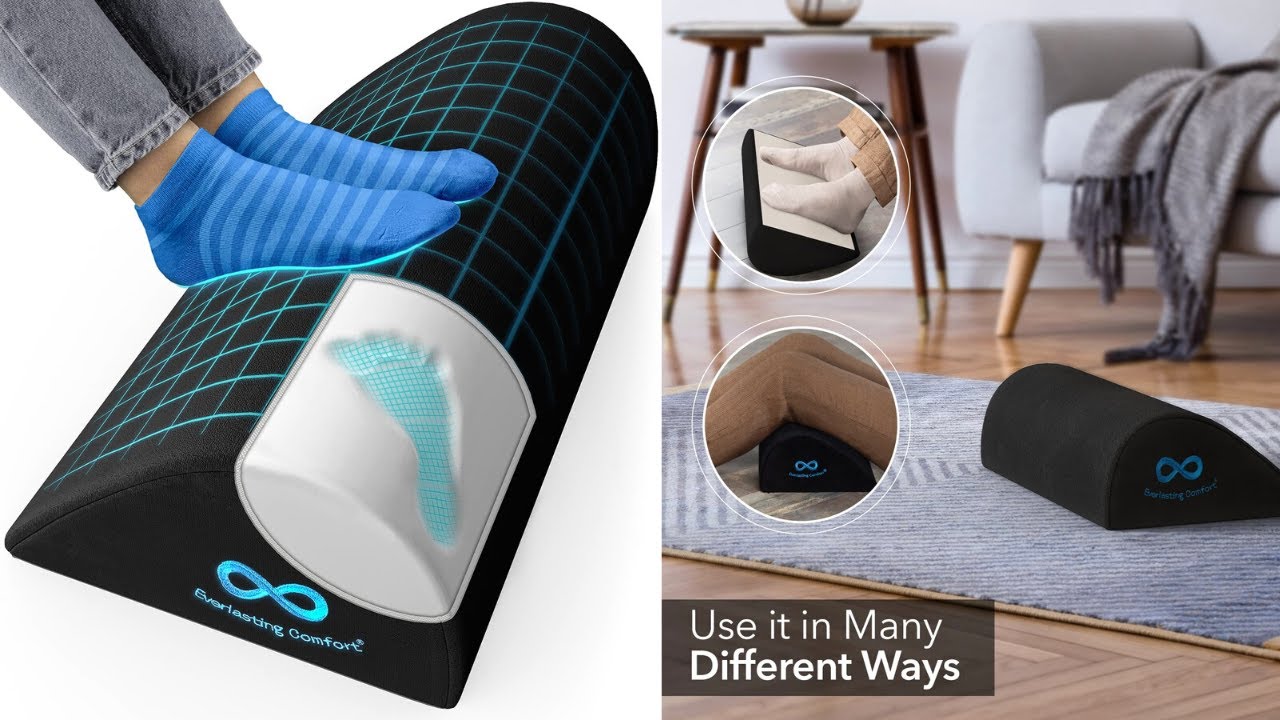 Everlasting Comfort Foot Rest Under Desk at Work - Ergonomic Teardrop Design for All Day Support