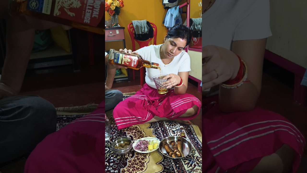 Royal Challenge with Fried Fish & Salad #whisky #alcohol #alcoholicdrink #shorts #shortvideo
