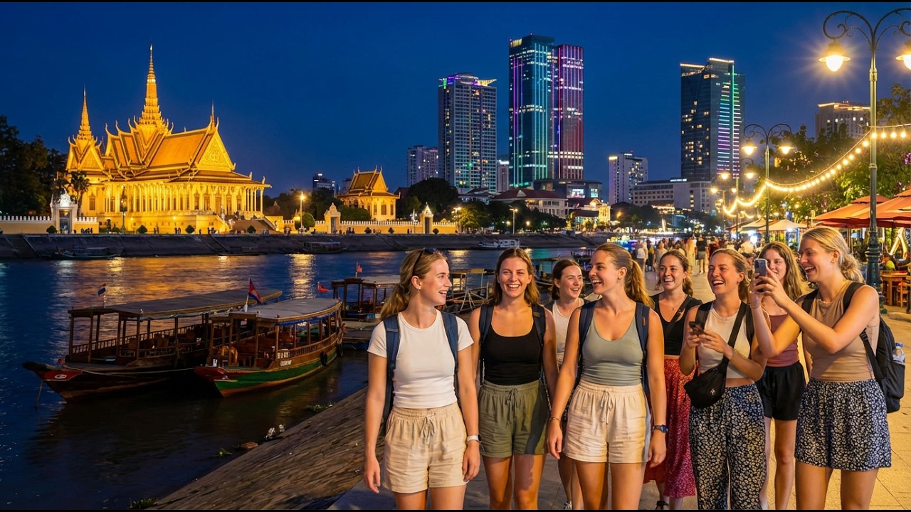 Walking Phnom Penh Riverside at Sunset 🌅 | Cambodia 4K City Walk