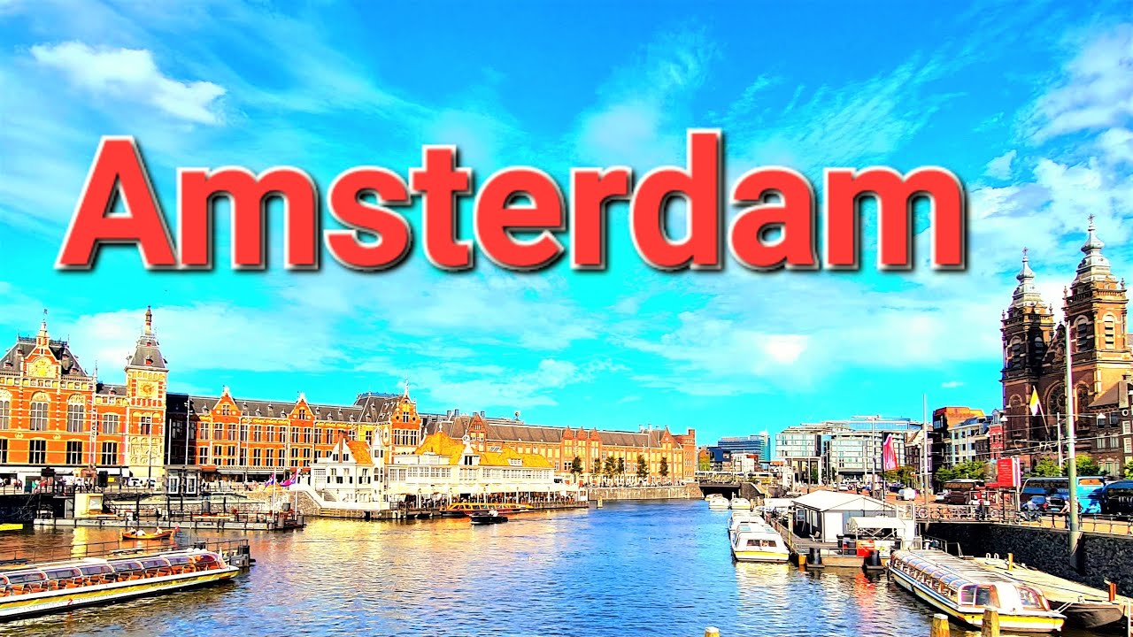 Amsterdam. #4K Video a relaxing walk of the Amsterdam, Van Gogh museum, Noord-Holland, Netherlands.