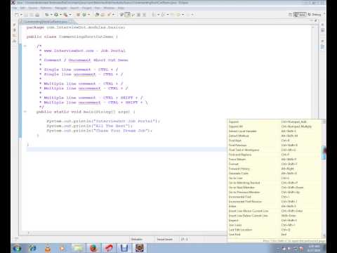 ECLIPSE SHORTCUTS TAMIL