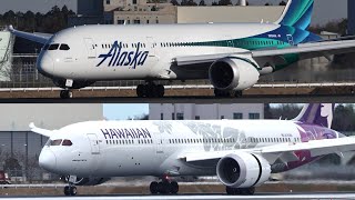 Hawaiian & Alaska Airlines Boeing 787-9 Landing at Narita34R | N783HA N784HA