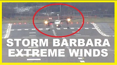 Extreme Crosswind Plane Landing in Storm Barbara Dash8 Q400