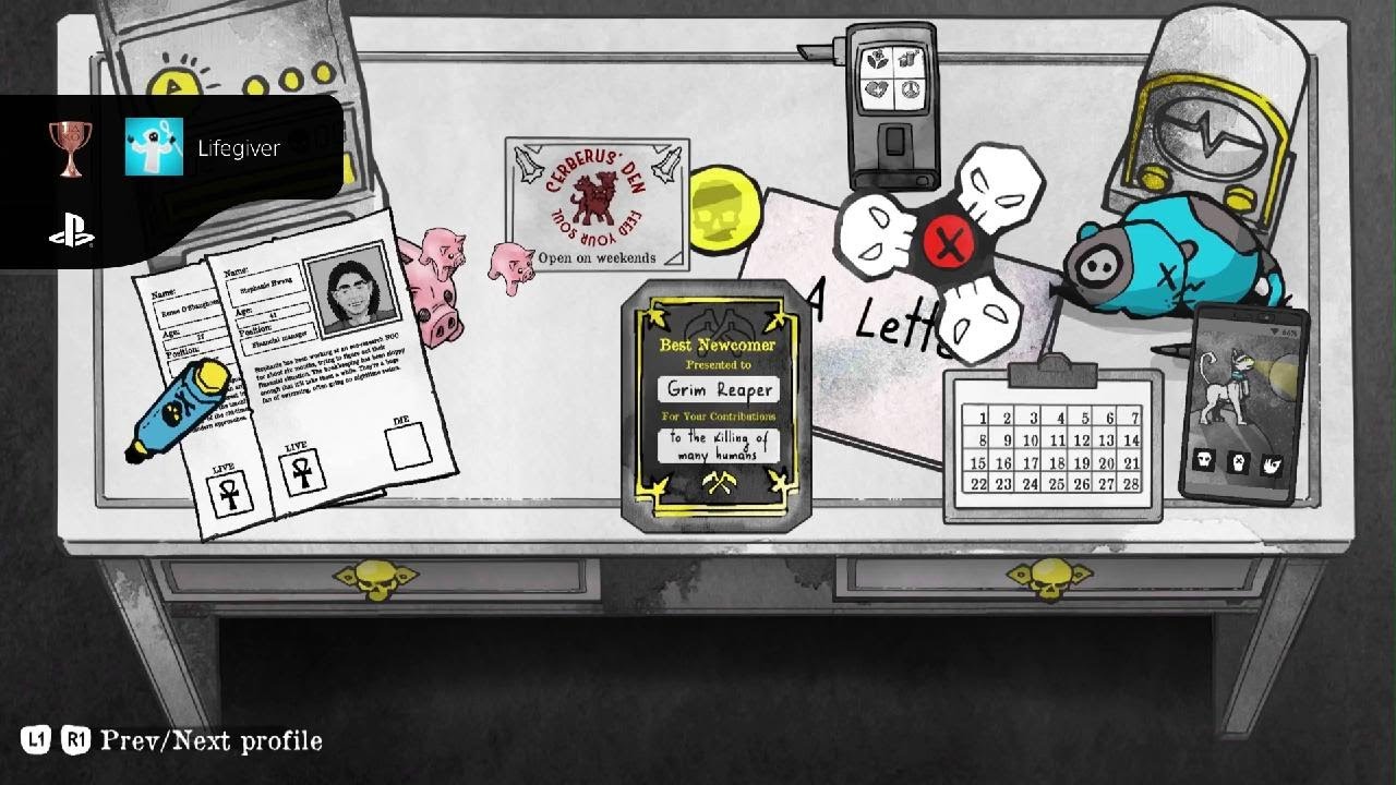 Death and Taxes Lifegiver Trophy PlayStation 5 PS5 Game Guide casual simulation