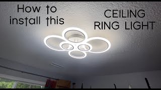 ★★★★★Vander LED Light Installation & Tutorial Ring 72W LED Ceiling Lamp 6400LM White 6 Rings 3 color