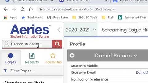 Aeries Navigation and Pages