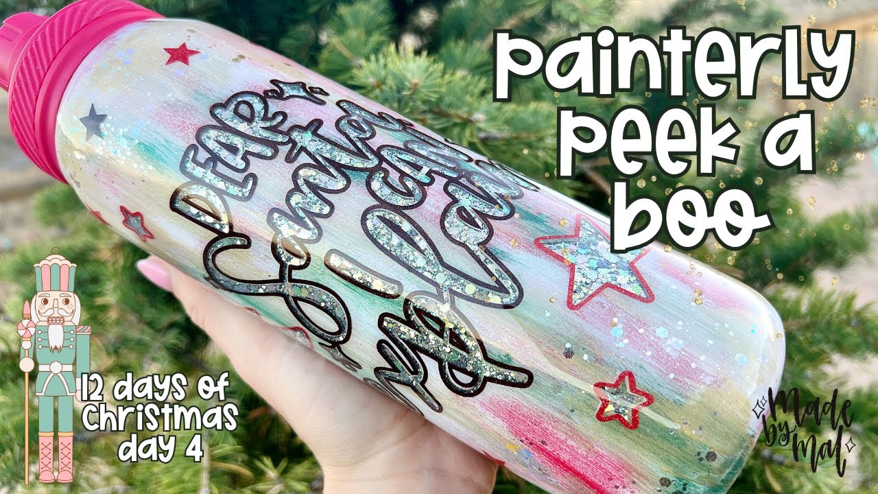 Урок по созданию стакана Peek A Boo с блестками и мазками кисти | 12 дней Рождества, день 4