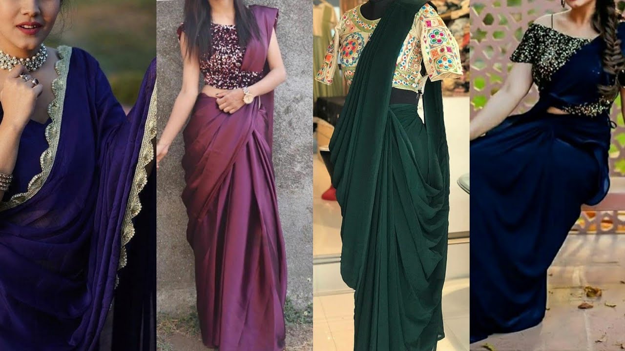 Girlish Satin Saree 2020 ll Sequins Blouse with satin saree/stylish satin  saree with Sequins blouse - YouTube