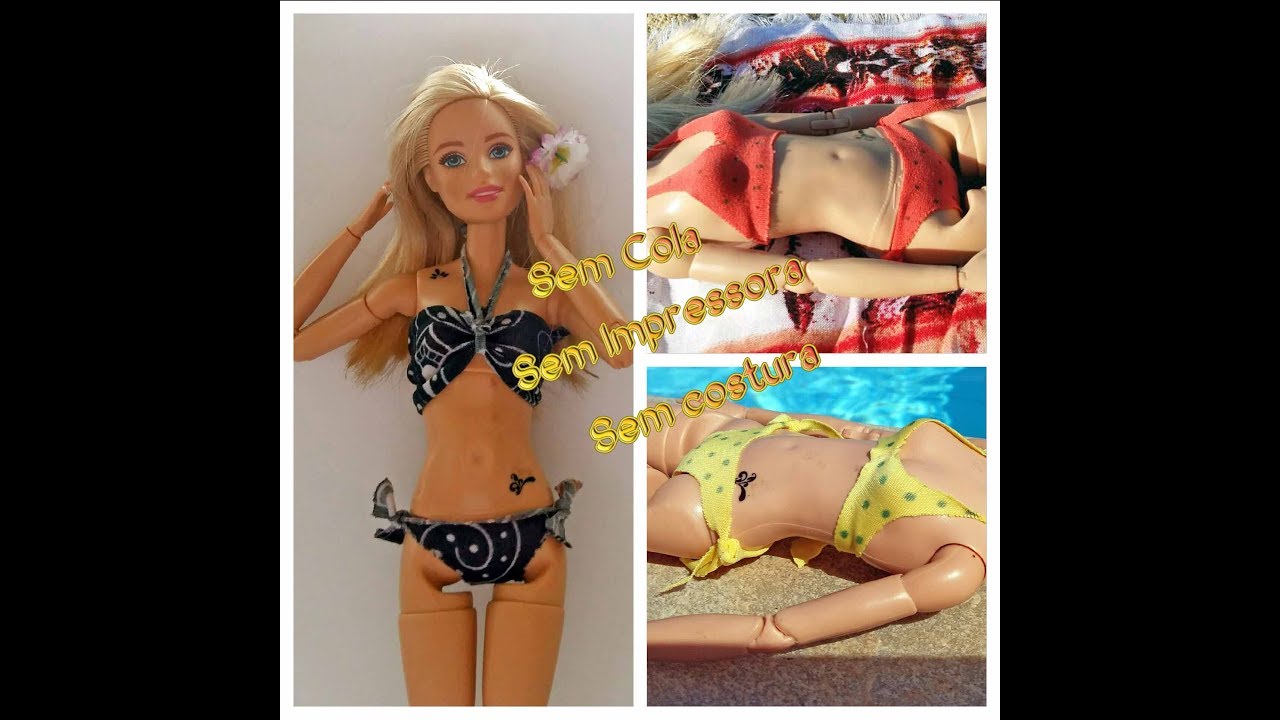 Como fazer biquiní para Bonecas, sem costura, cola e sem impressora