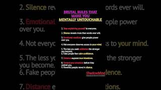 9 Brutal Rules That Make You Mentally Untouchable  🧠🔥#Mindset #MentalStrength #Shorts