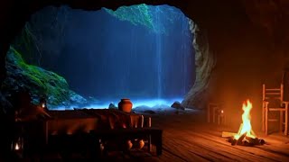 Gentle Rain and Cozy Fire for Total Calm - Cave Serenity Sleep