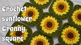 Crochet sunflower granny square tutorial