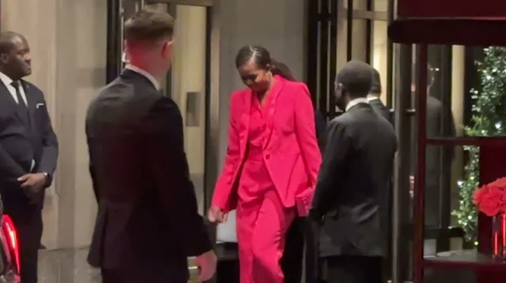 Michele Obama wears a fuschia suit dress in NYC! #michelleobama #albieawards