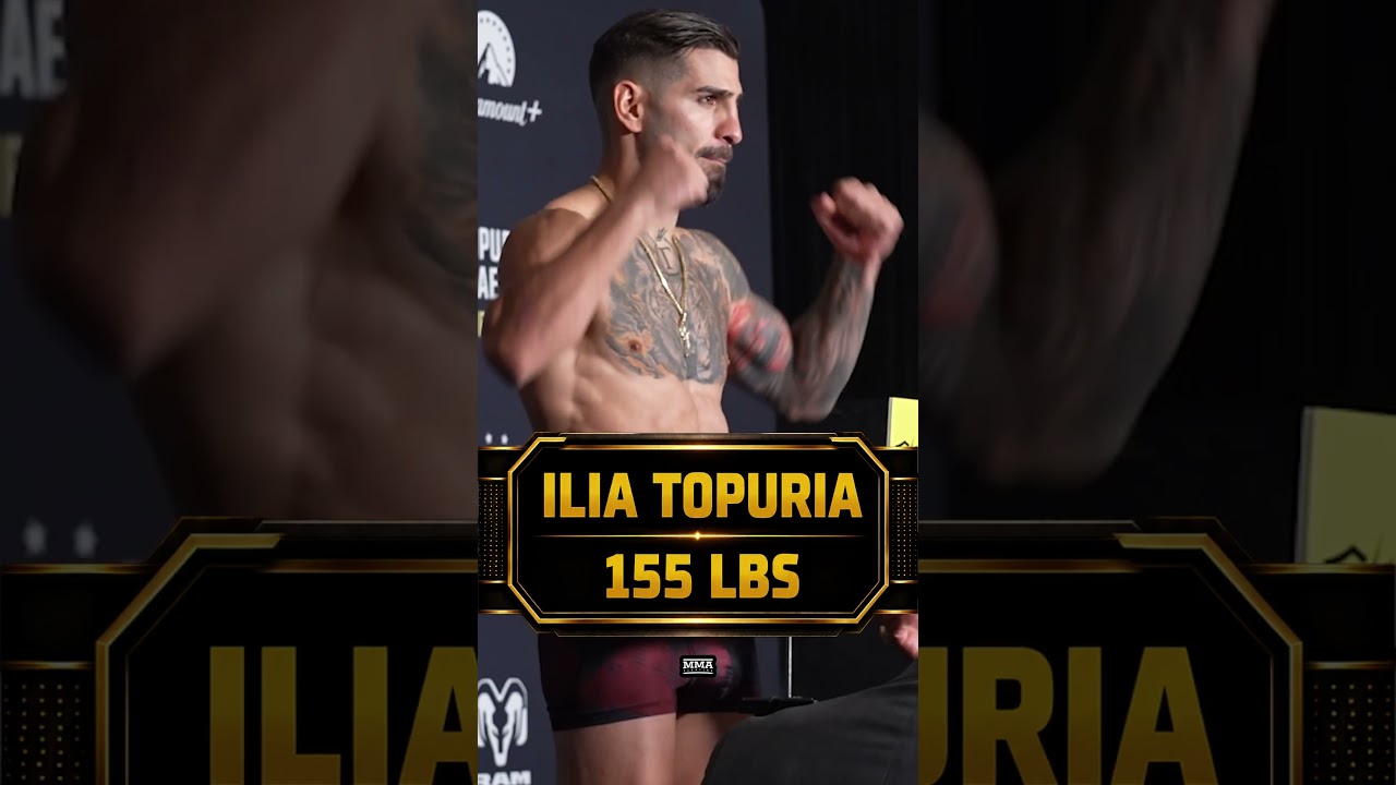 Ilia Topuria makes championship weight for his #UFC lightweight title defense against Justin Gaethje