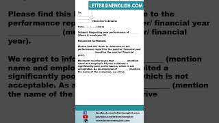 Letter of Escalation Due to Poor Performance -  Escalation Letter for Poor Performance