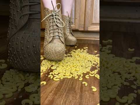 crushing dry pasta in boots ￼ | ASMR & CRUSHING