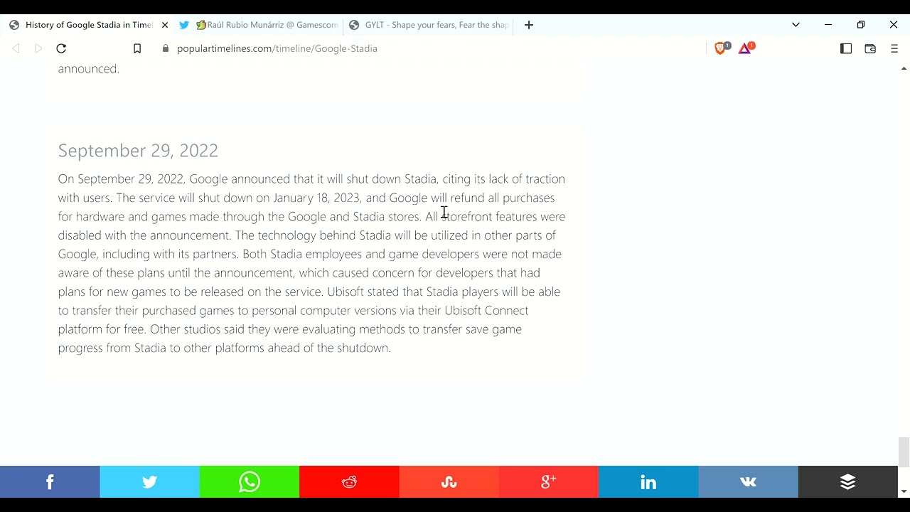 Google Stadia "Winding Down". End- Jan. 18, 2023. Refunds Issued. GLYT Being Ported To Other Systems