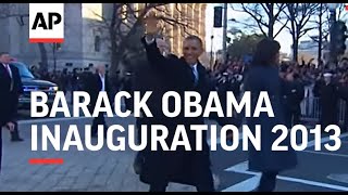 President Barack Obama exited his limousine for the traditional presidential walk in the inaugural p