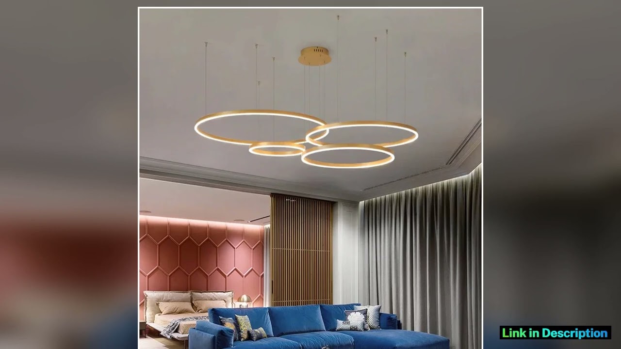 Modern Led Pendant Lights Home Lighting Brushed Rings Ceiling Mounted Chandelier Round Hanging Lamp