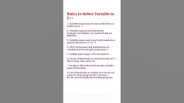 Rules to define Variables in C++ Program | Cpp Programming #variables #rules #cppprogramming
