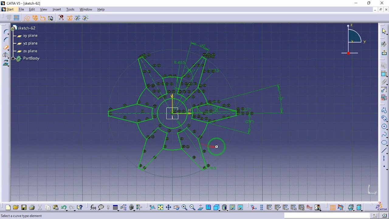 آموزش CATIA – ویدیو 73 | تمرین Sketch با Horizontal، Coincidence، Symmetry و Quick Trim