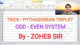 Trick | Pythagorean Triplet | Odd & Even Method - BY ZOHEB SIR