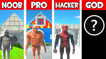 NOOB vs PRO vs HACKER vs GOD - FARM BUILD CHALLENGE IN ANIMAL REVOLT BATTLE SIMULATOR