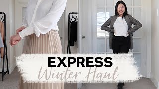 Express Winter 2020 Try On Haul | Petite Fashion | Skirts + Blazers