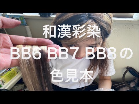 和漢彩染　イエローサルタン BB8 bb4.5m bb6 レッドカラント Wakan Saisen] Color Swatches for Bleached Hair using BB6, BB7, and