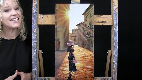 Learn How to Draw and Paint SUNSET CITY STROLL with Acrylics- Beginner Online Tutorial - Time Lapse