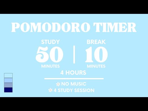 STUDY WITH ME FOR 4 HOURS 50 MINS STUDY 10 MINS BREAK NO MUSIC 4 COLORS WITH ALARMS 
