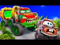 Big  smalltow mater and finn mcmissile vs mcqueen  zombie and city bus zombie cars in beamngdrive
