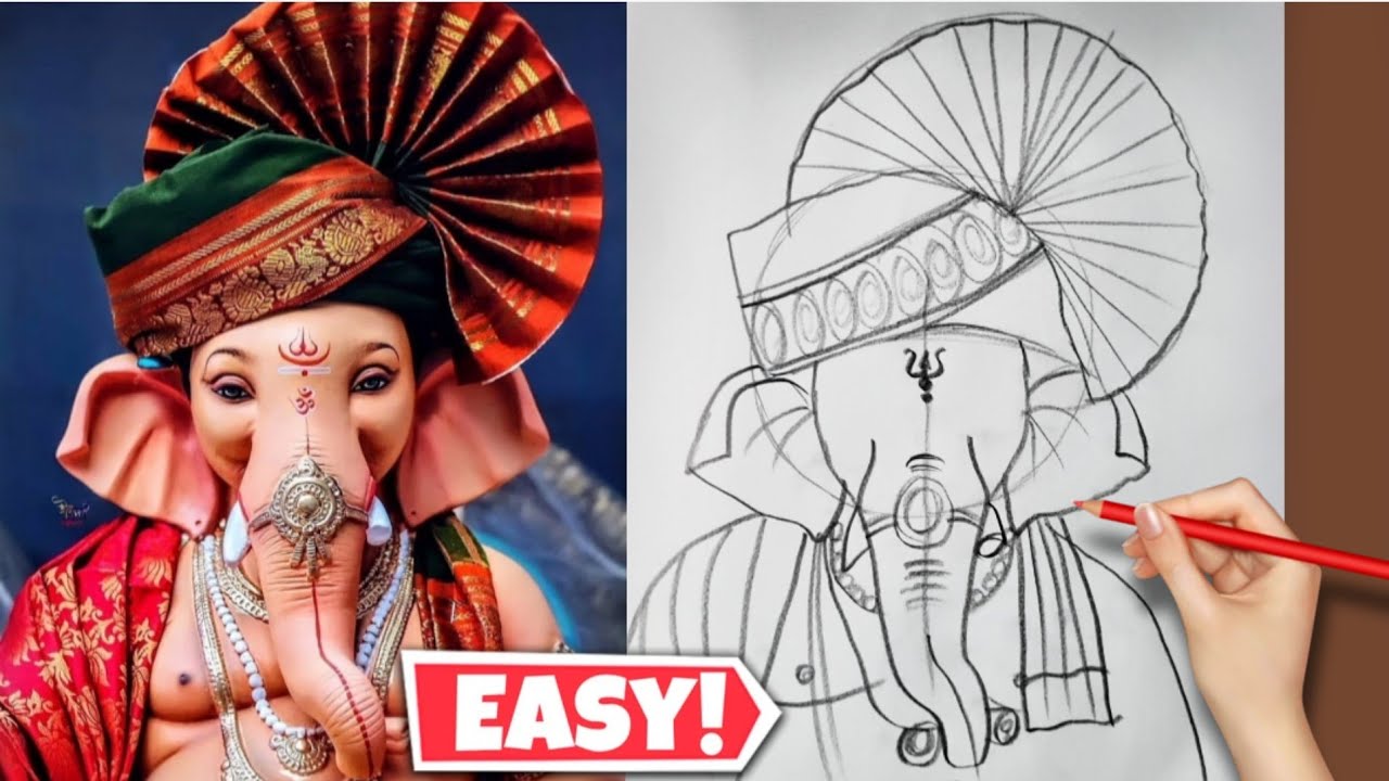 Lord Ganesha drawing | Ganapati Bapa Drawing | Easy Ganesha drawing 🙏