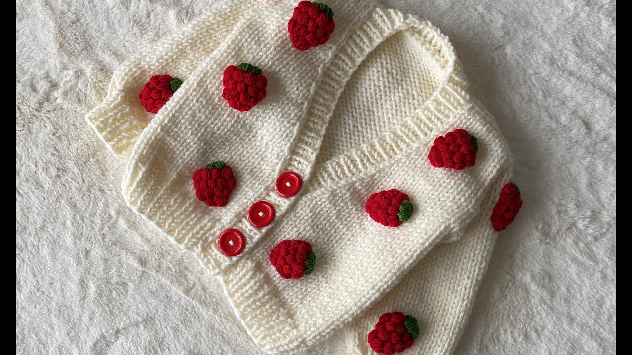 3 yaş çilekli crop hırka/ 3 years old strawberry cropped  cardigan