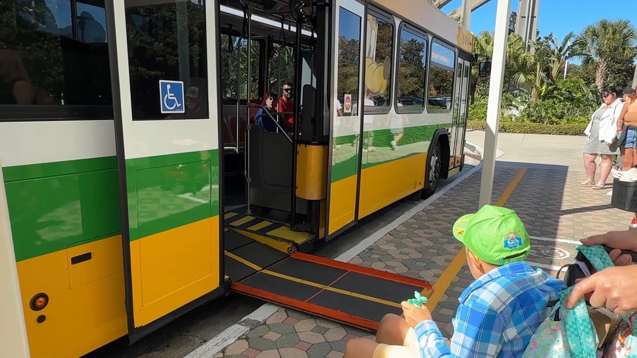 Kayden off Disney Pluto Bus at Contemporary Resort