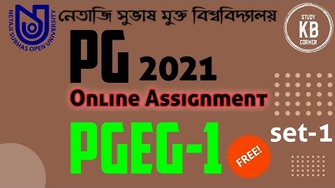 NSOU PG Assignment PGEG-1 || Live || NSOU PGEG1 MCQ Question/Answer