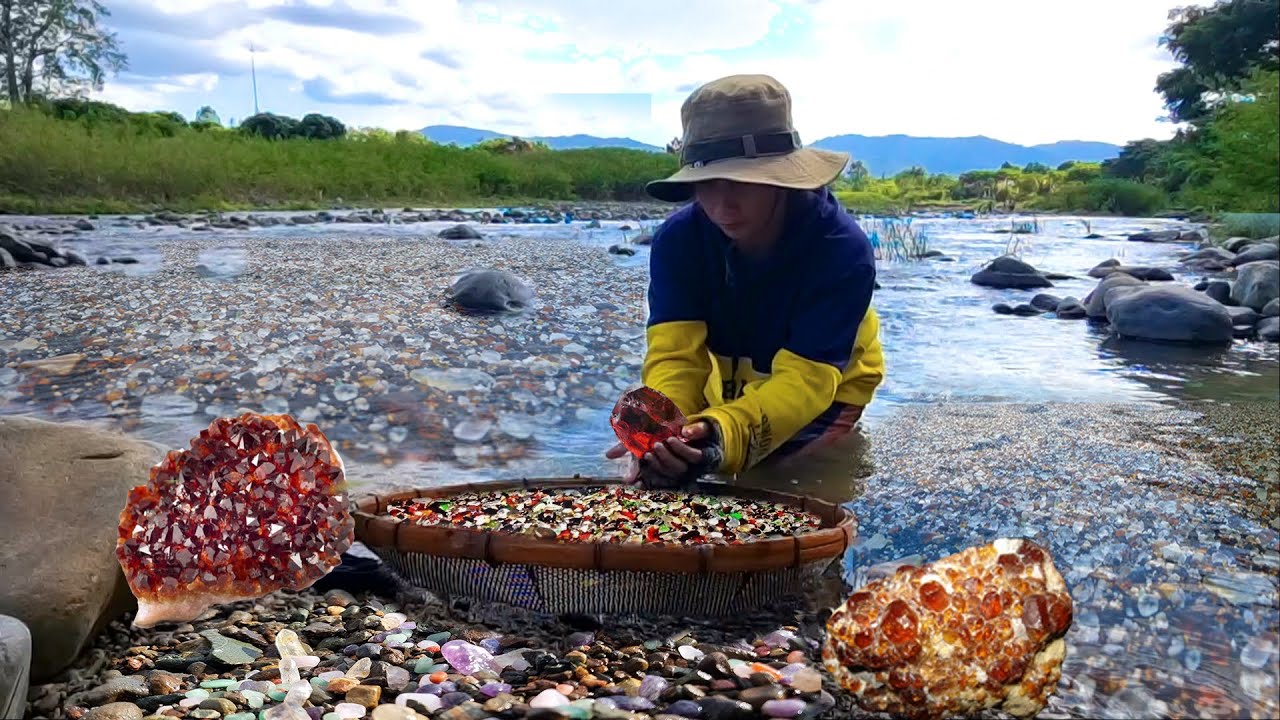 How To Find Precious Gems In River. Using Basket For Finding Ruby ...