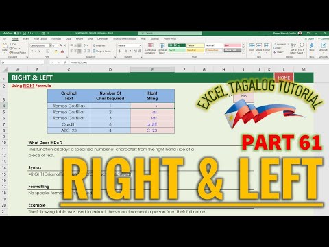 [Excel Tagalog Tutorial #61] Right and Left