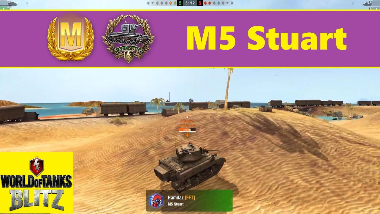 WOT Blitz - M5 Stuart Raseiniai medal, Ace Tanker, High Caliber!  2400+  damage!