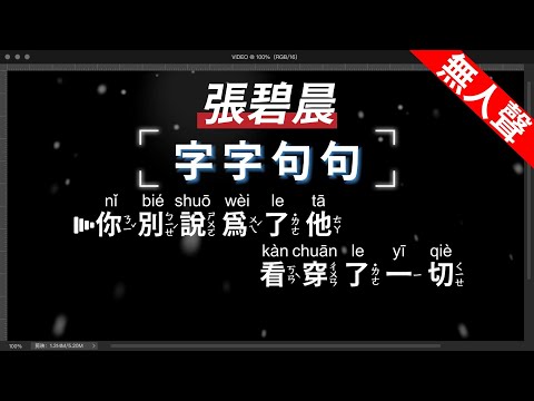 張碧晨 字字句句 無人聲伴奏KTV字幕 繁體Mandarin 拼音Pinyin 