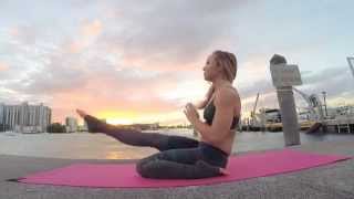 Sunset Leg Behind the Head Krounchasana Yoga Demo with Kino