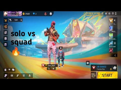 solo vs squad free fire 1 vs 4 br rank injoy the game 🎮 free fire - YouTube