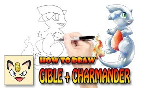 How To Draw Gible & Charmander Pokemon