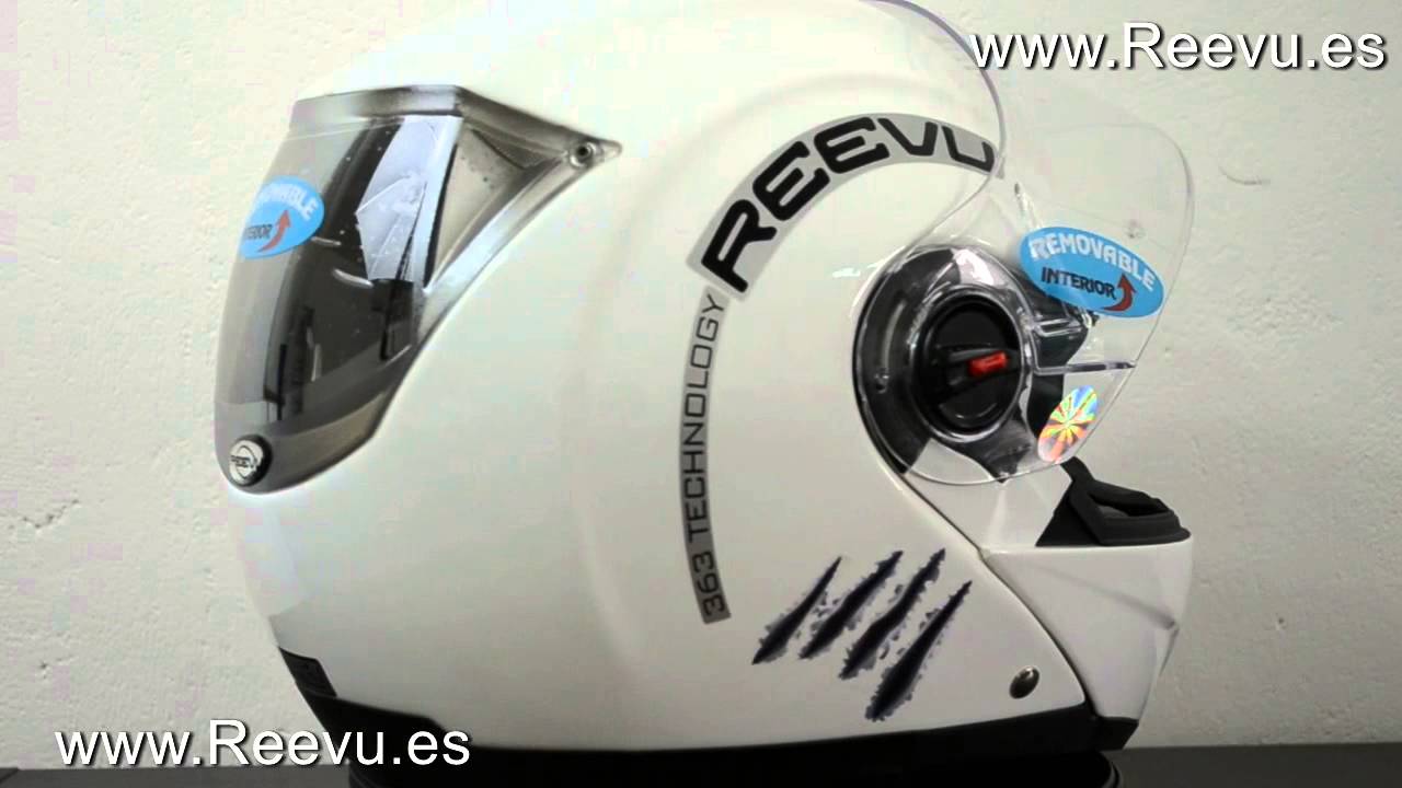 apretón Una noche Posible Casco Reevu con RETROVISOR FSX1 Blanco Modular - YouTube