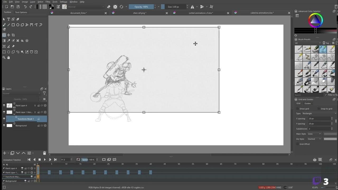 Krita Animation Tutorial Part 8 Transform Masks for Moving Multiple