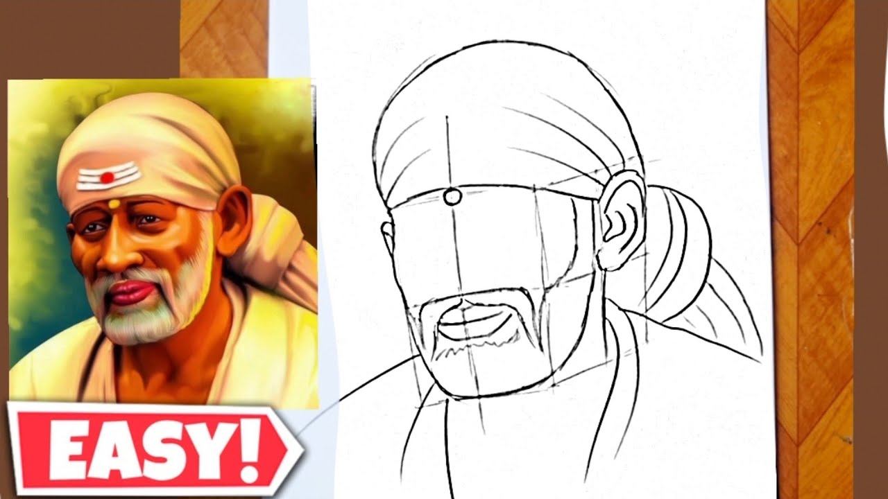 How to draw Saibaba drawing step by step - YouTube