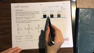 P1020: tension in strings connecting three blocks on smooth surface