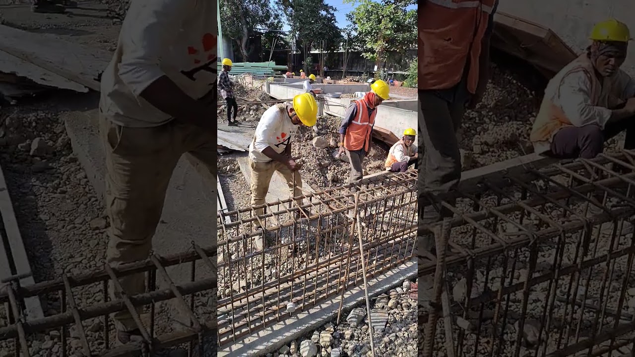 Civil beam steel binding work | civil construction work at site | 