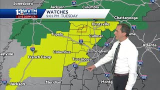 Tornado Watch issued for seven central Alabama counties
