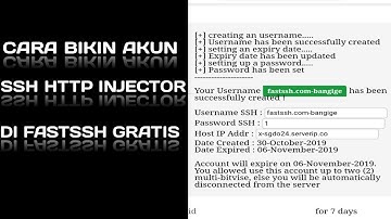 CARA BIKIN AKUN SSH HTTP INJECTOR,DI FASTSSH GRATIS..!!!
